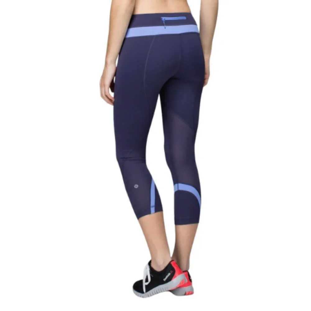 Lululemon Womens 4 Run Inspire Crop II Cadet Blue Lullaby - Picture 1 of 14
